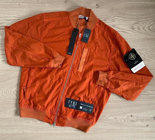 Stone Island 42629 Cupro Cotton Twill-TC Orange Bomber Jacket