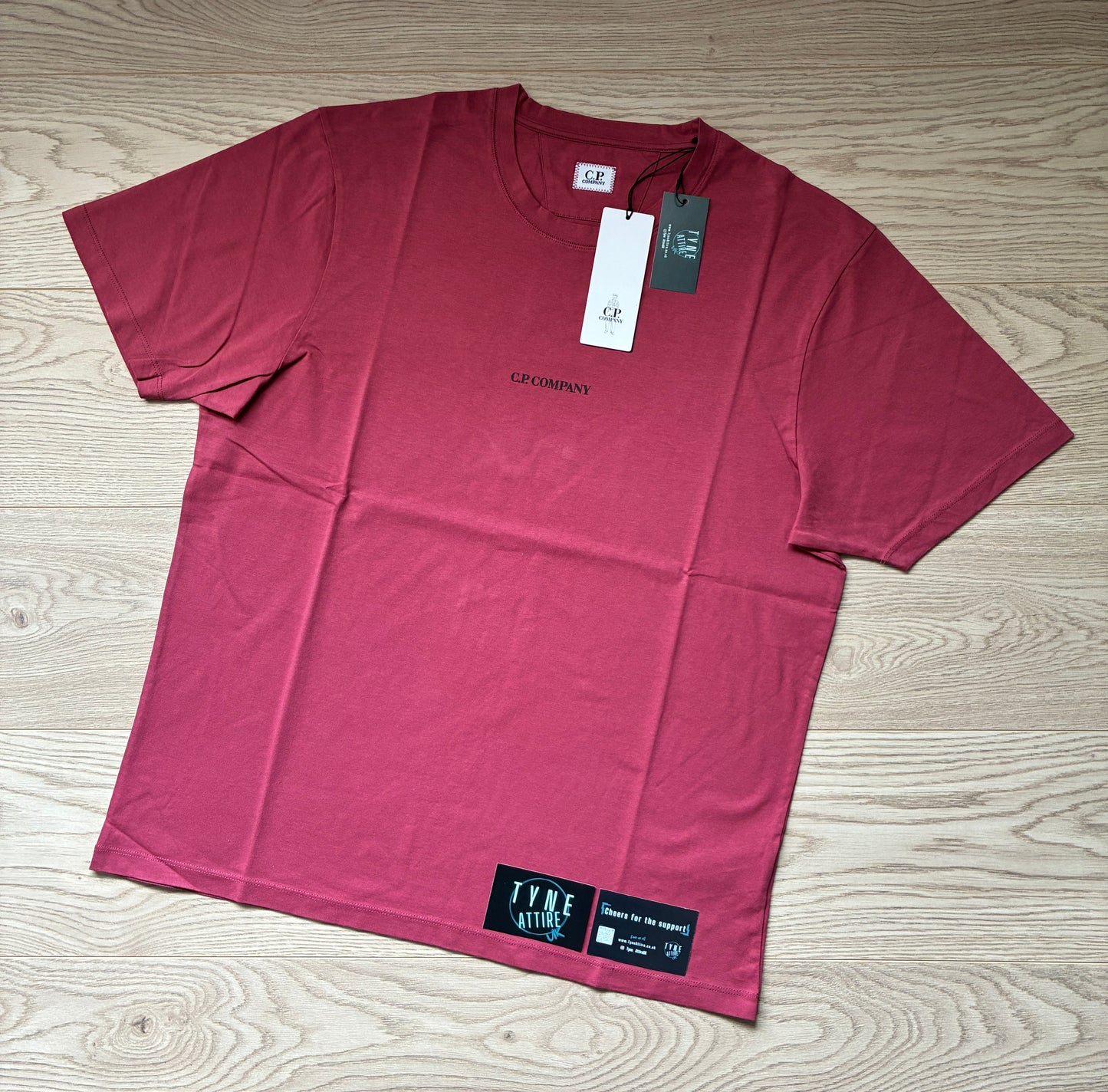 C.P. Company Jersey 30/1 Spellout Chest Logo Print Red/Dark Pink Crewneck T-Shirt