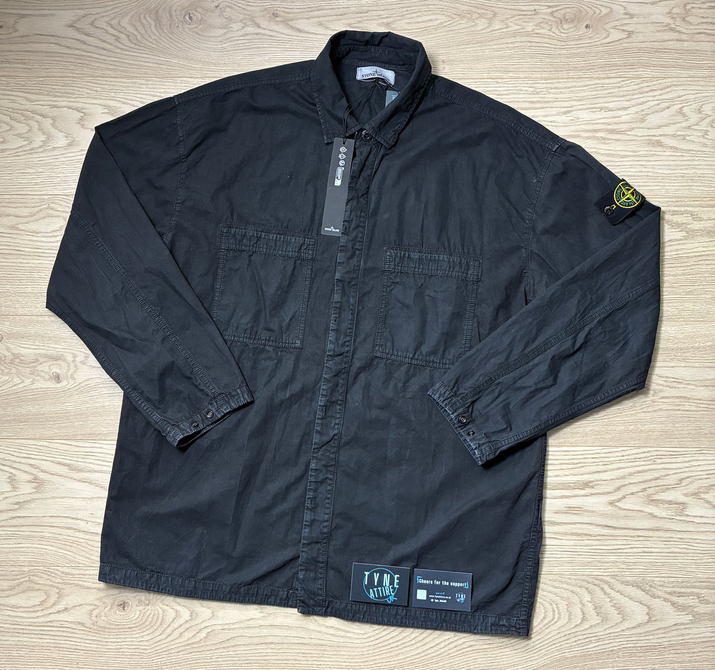Stone Island 112WN T:CO Old Dual Chest Pocket Black Button Overshirt