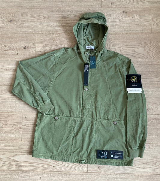 Stone Island 11429 Garment Dyed Cotton Cupro Twill Sage Green Pullover Hooded Smock Jacket