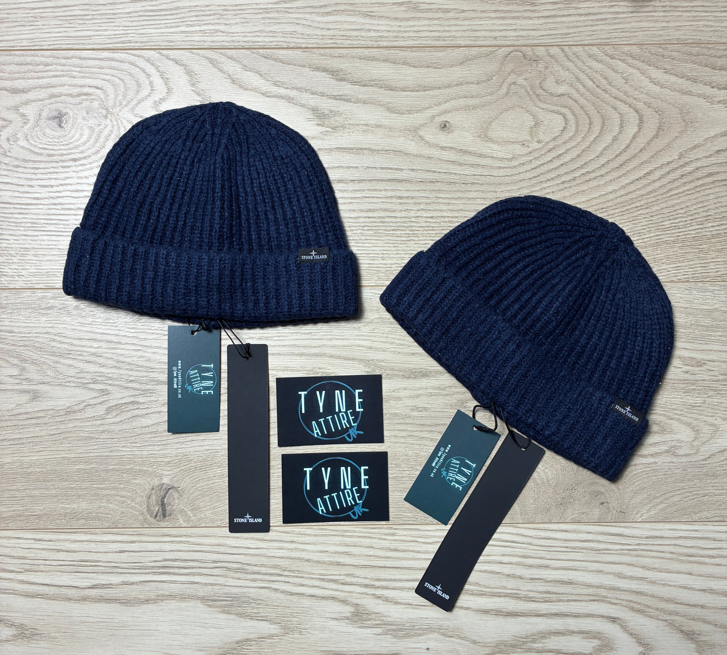 Stone Island N01A1 Classic Mens/Unisex Cotton/Poly Blend Ribbed Navy Blue Beanie