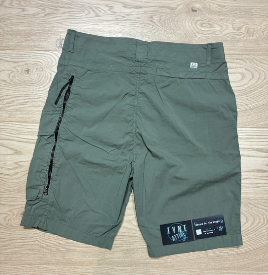 C.P Company 50 Fili Stretch Bermuda Lens Pocket Green Cargo Shorts