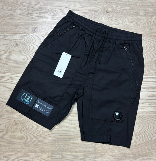 C.P Company Ripstop Bermuda Lens Pocket Black Cargo Shorts