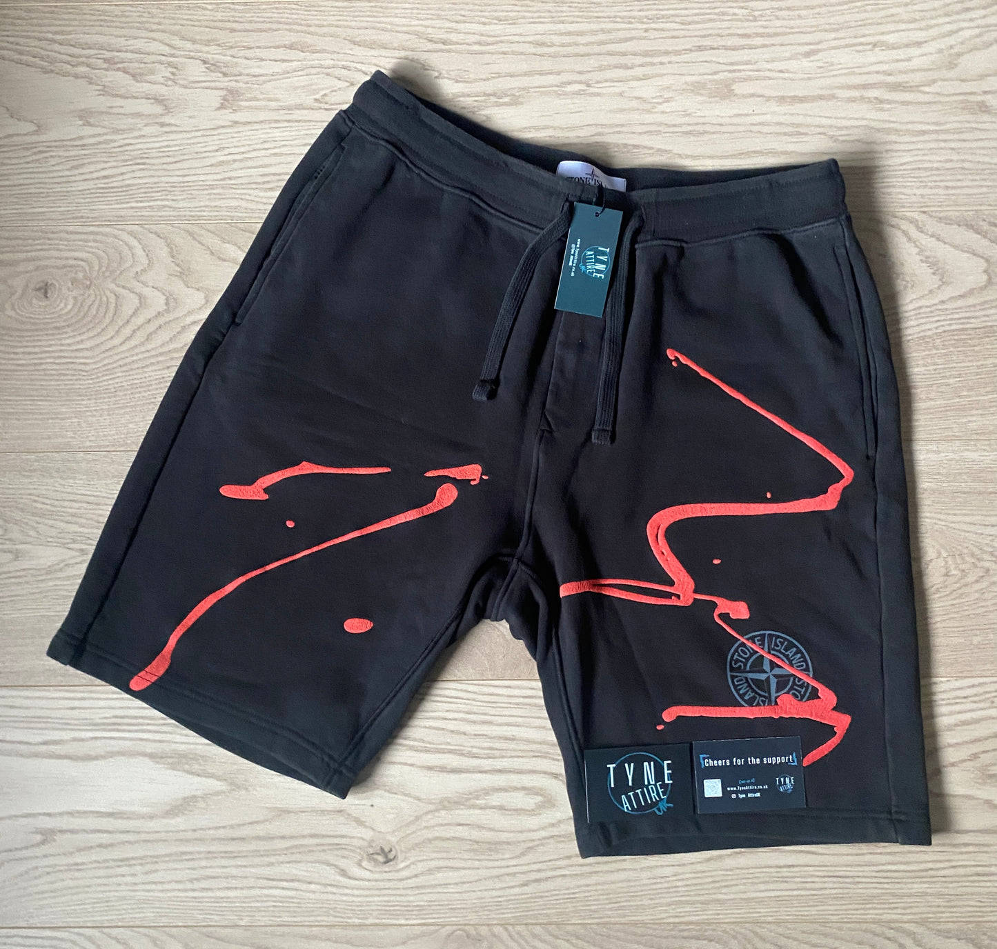 Stone Island ‘Ink Three’ Black/Red Shorts & Hoodie Set