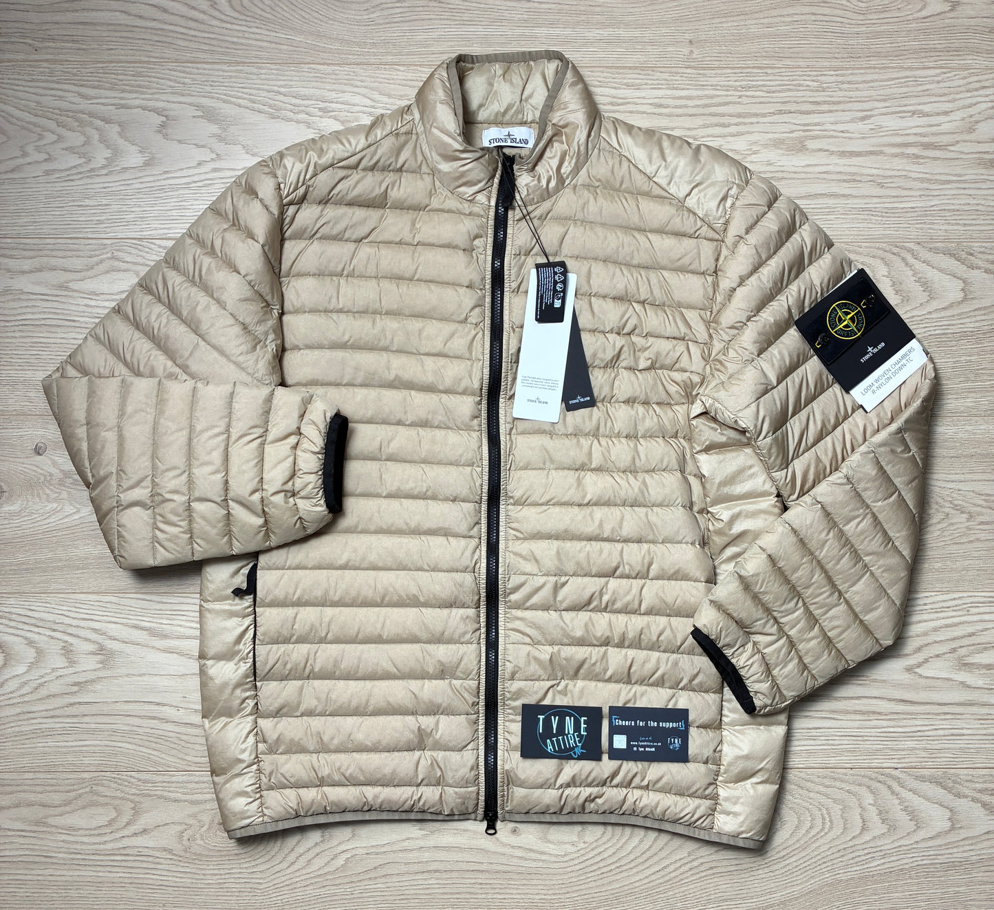 Stone Island 41524 Loom Woven Chambers R-Nylon Down-TC Lightweight Packable Sand Beige Jacket