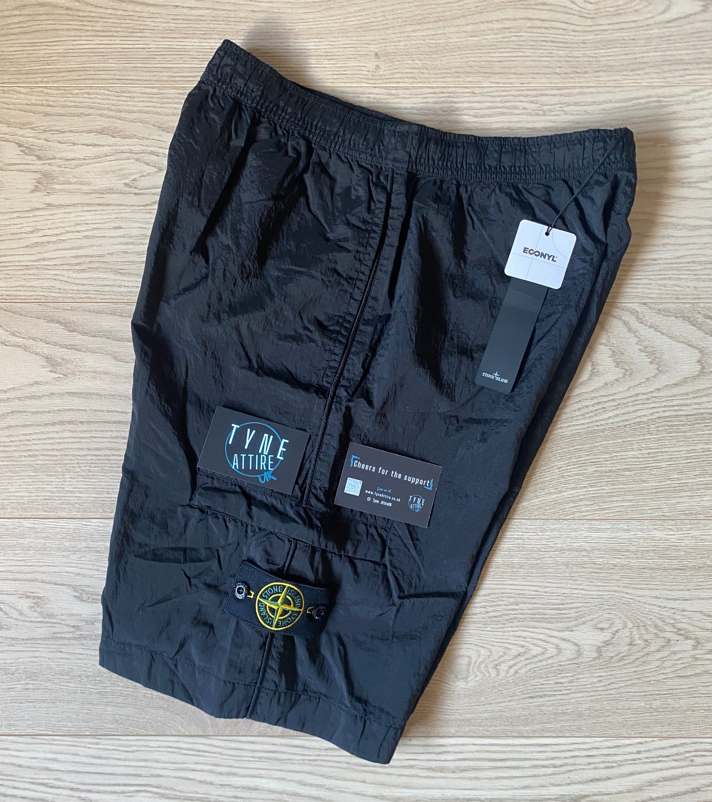 Stone Island L1721 ‘Type CO’ Nylon Metal Econyl Black Bermuda Cargo Shorts