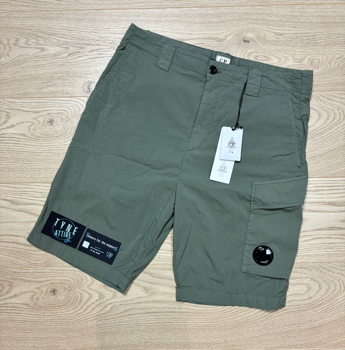 C.P Company 50 Fili Stretch Bermuda Lens Pocket Green Cargo Shorts