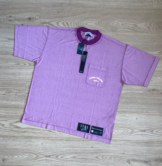 Stone Island Marina 216X4 Garment Dyed Chalk Plating Mauve Crewneck T-Shirt