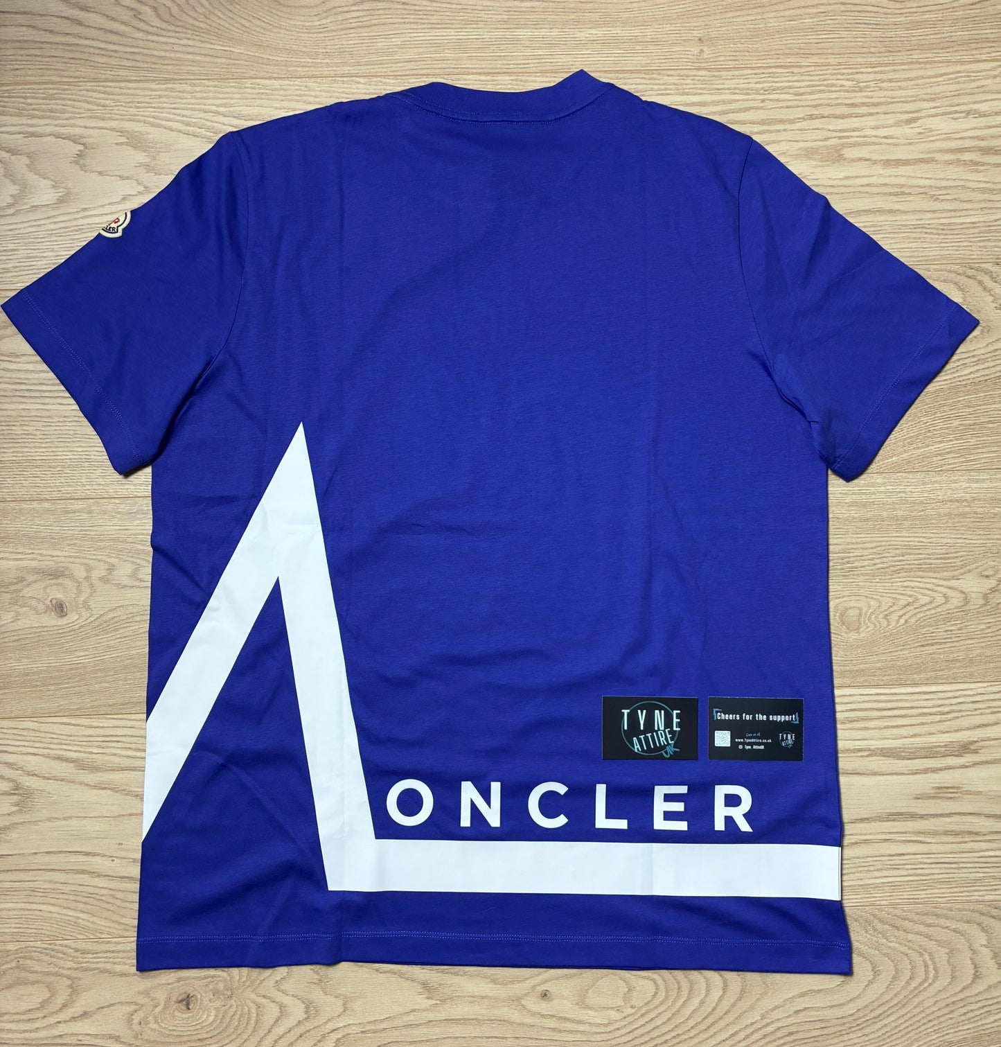 Moncler ‘M’ Motif Spellout Graphic Logo Periwinkle Blue Crewneck T-Shirt