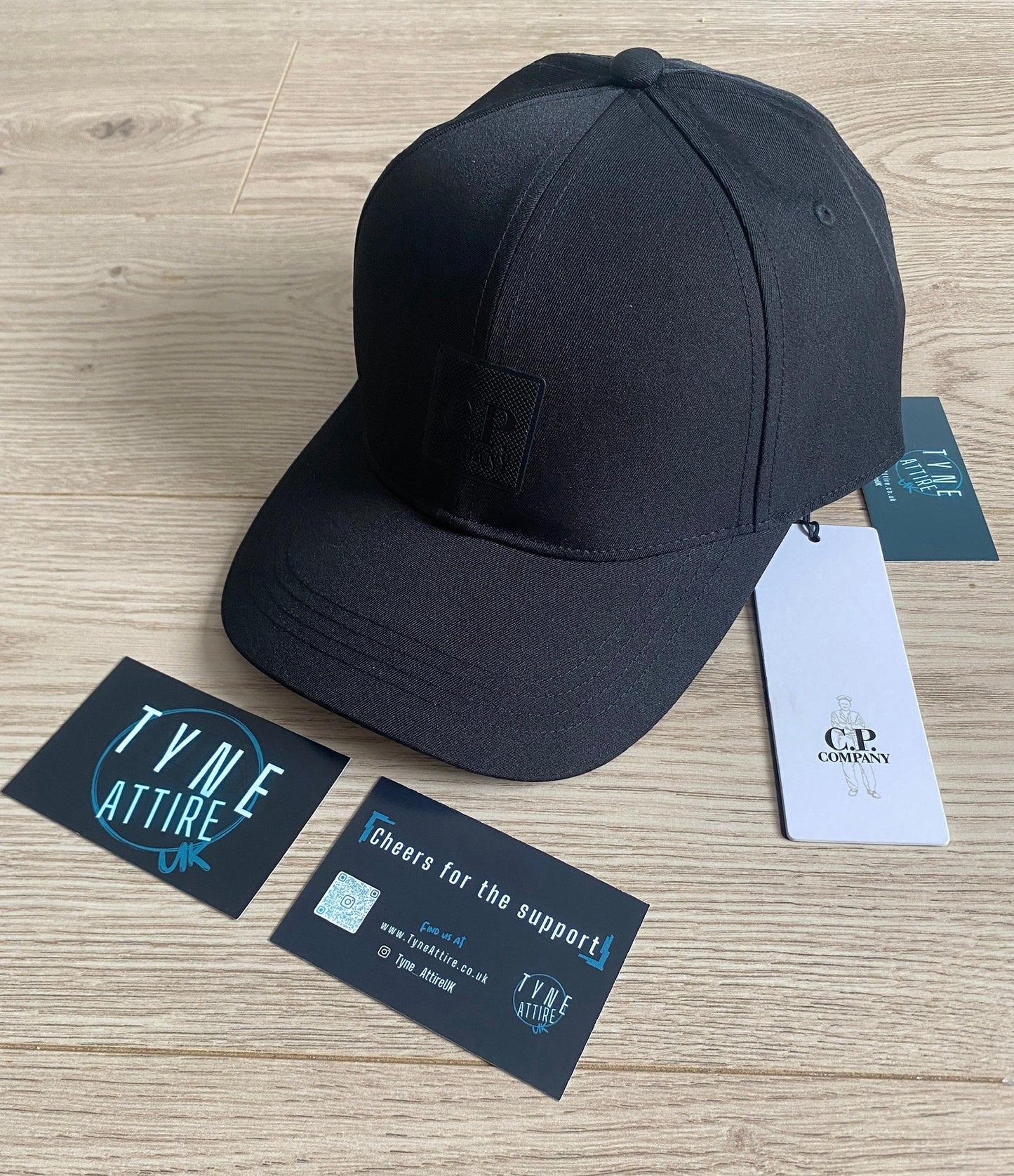 C.P. Company Metropolis Series Polyester Twill Rubber Patch Logo Black Cap