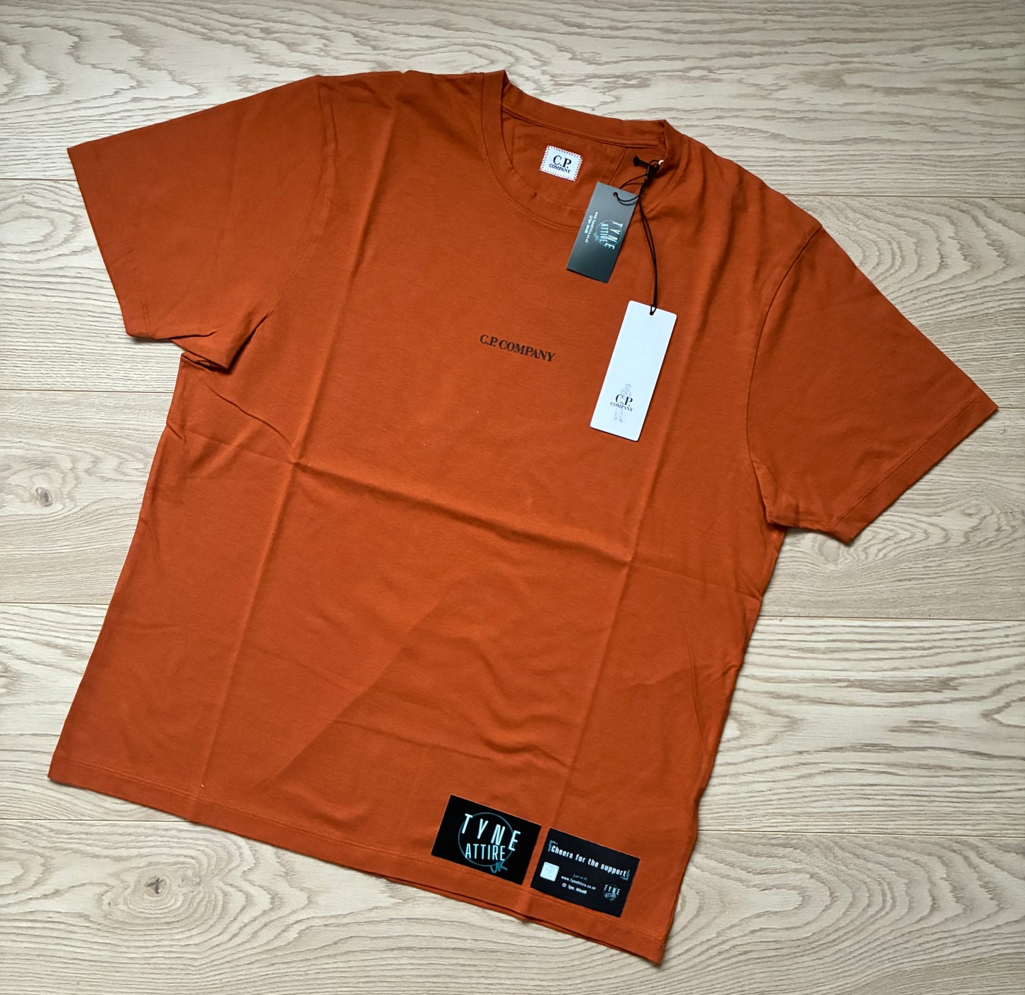C.P. Company Jersey 30/1 Spellout Chest Logo Print Orange Crewneck T-Shirt
