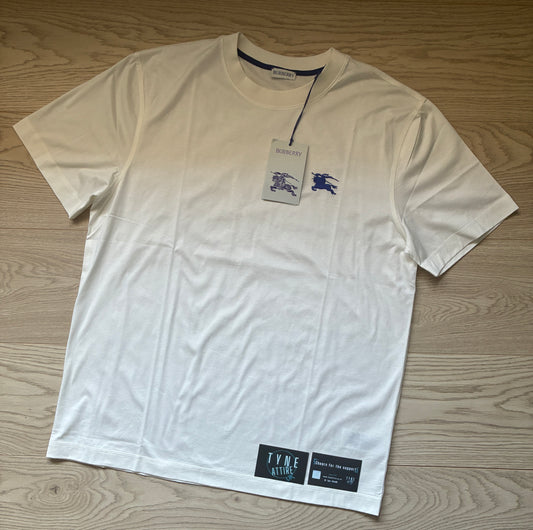 Burberry Embroidered EKD Chest Logo Raised Cotton Salt White Crewneck T-Shirt