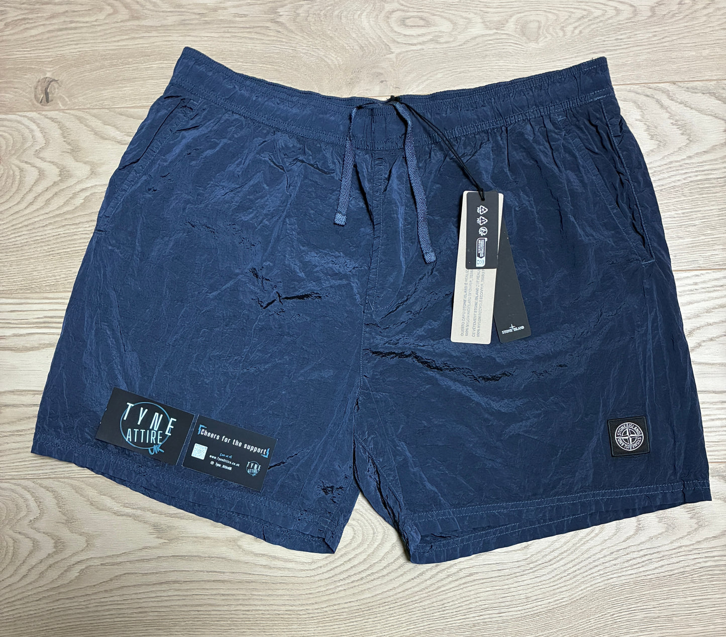 Stone Island B0943 Nylon Metal Econyl Patch Logo Navy Blue Swim Shorts