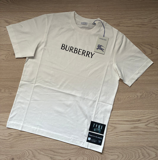 Burberry Seth WDMK Spellout Raised Chest Logo White Crewneck T-Shirt