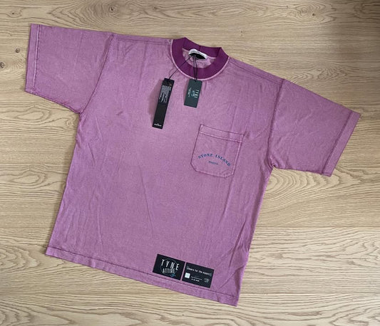 Stone Island Marina 216X4 Garment Dyed Chalk Plating Mauve Crewneck T-Shirt