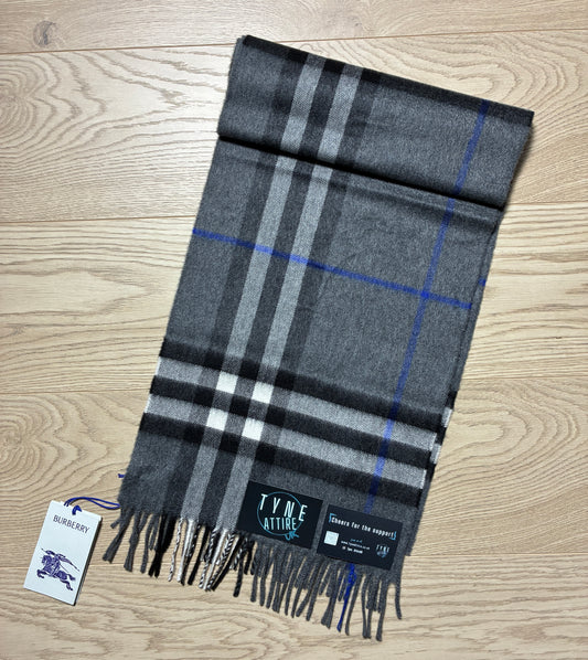 Burberry Classic Giant Check Unisex Cashmere Marlborough Grey/Blue/Black Scarf