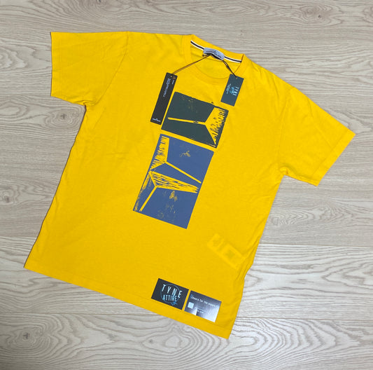 Stone Island 2NS79 Abstract Graphic Logo Print Yellow Crewneck T-Shirt