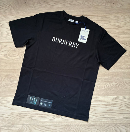 Burberry Seth WDMK Spellout Raised Chest Logo Black Crewneck T-Shirt