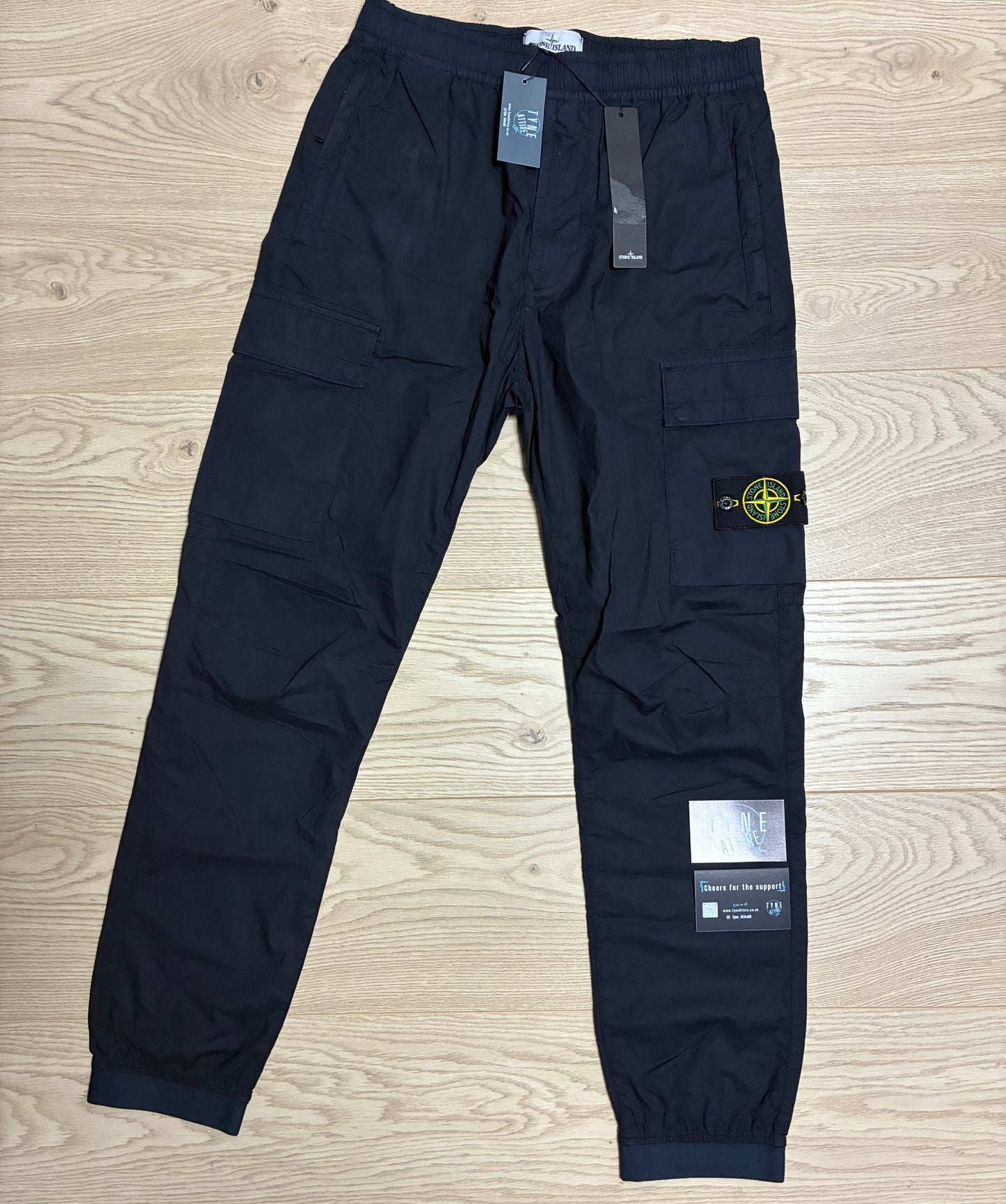 Stone Island 31303 Stretch Tela Paracute ‘Type RE-T’ Navy Blue Cuffed Cargo Trousers