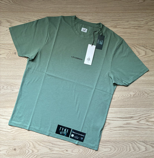 C.P. Company Jersey 30/1 Spellout Chest Logo Print Green Crewneck T-Shirt