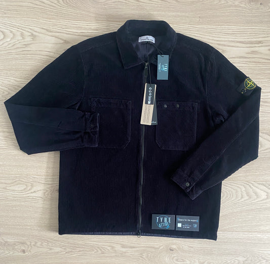 Stone Island 11604 Arm Compss Logo Organic Cotton Corduroy Full Zip Overshirt