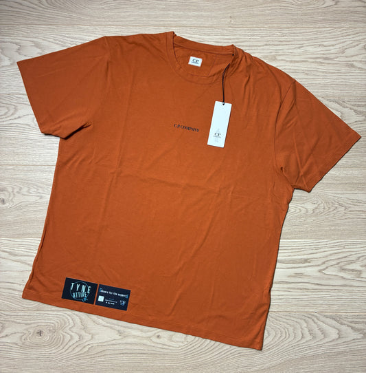 C.P. Company Jersey 30/1 Spellout Chest Logo Print Orange Crewneck T-Shirt