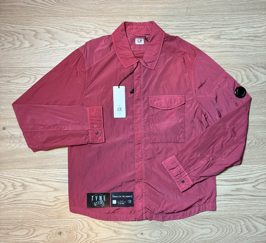 C.P. Company Chest Pocket Chrome-R Garment Dyed Arm Lens Red Bud Pink Full Zip Overshirt