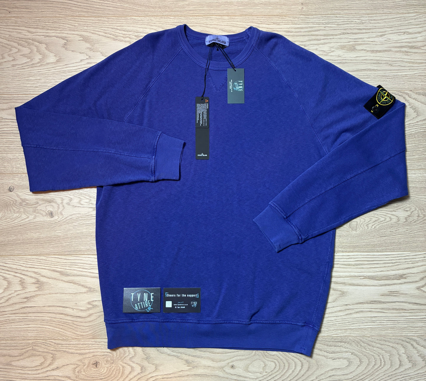 Stone Island 66360 Garment Dyed Malfile Fleece ‘Old’ Effect Bluette Crewneck Sweater