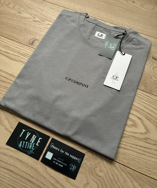 C.P. Company Jersey 30/1 Spellout Chest Logo Print Grey Crewneck T-Shirt