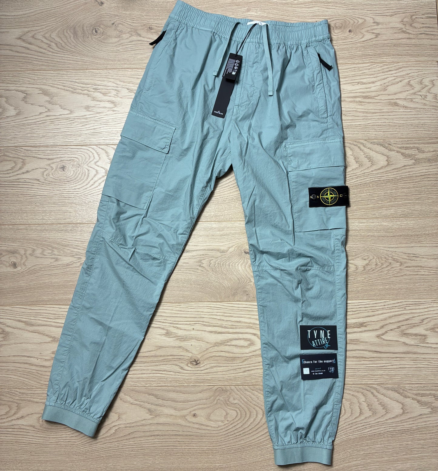 Stone Island 31303 Stretch Tela Paracute ‘Type RE-T’ Sky Blue Cuffed Cargo Trousers