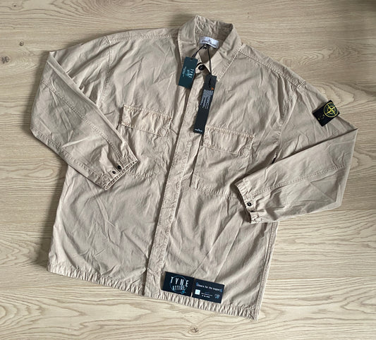 Stone Island 115WN ‘Old’ Treatment GD Double Chest Pocket Button Dove Grey Overshirt Jacket