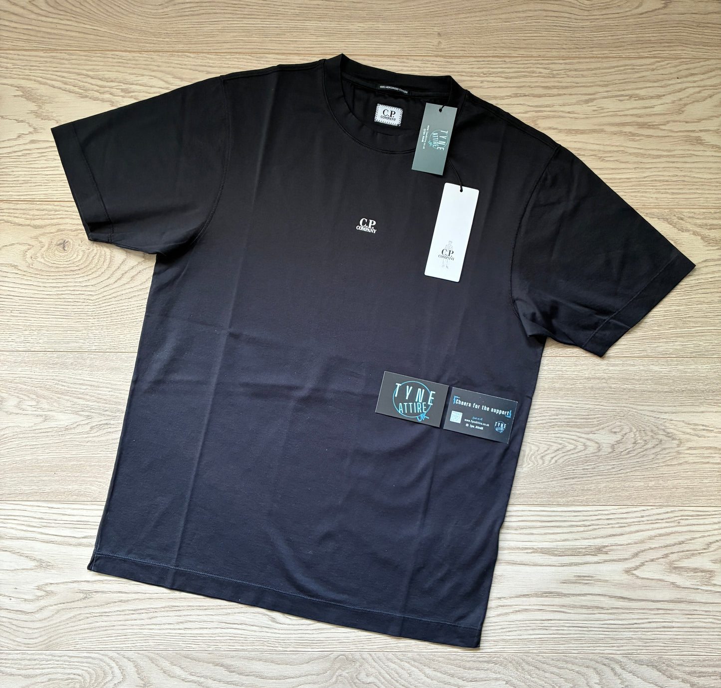 C.P. Company Mercerized Jersey 70/2 Gasato Spellout Logo Black Crewneck T-Shirt