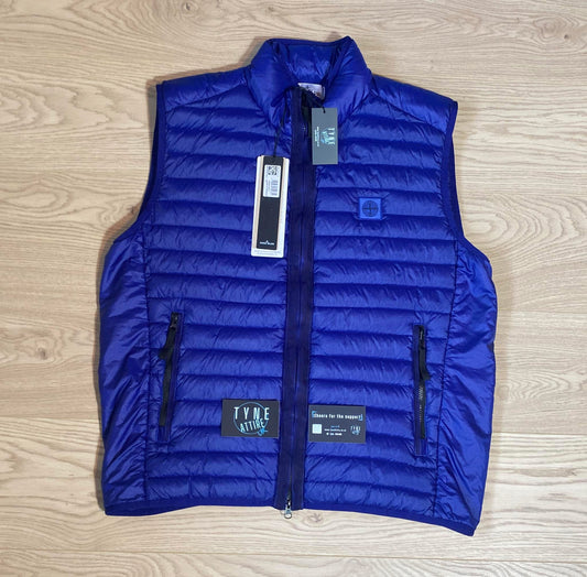 Stone Island G0224 Loom Woven Chambers R-Nylon Down-TC Periwinkle Blue Packable Full Zip Gilet