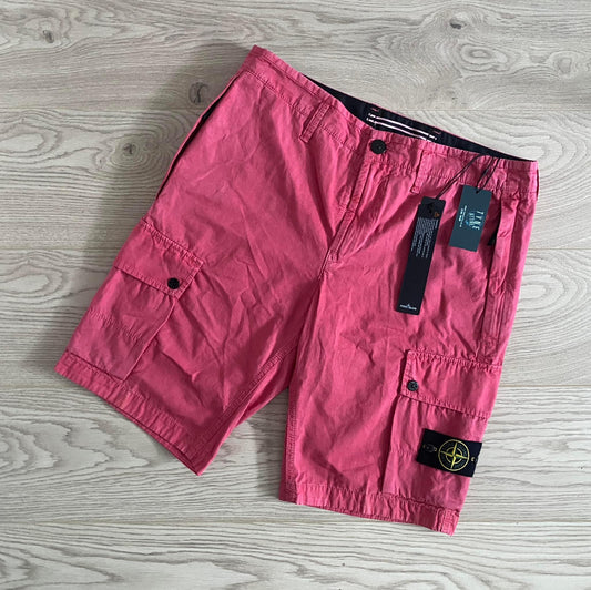 Stone Island L11WA ‘Old Treatmeant’ Type SL Supima Cotton Bubblegum Pink Cargo Shorts