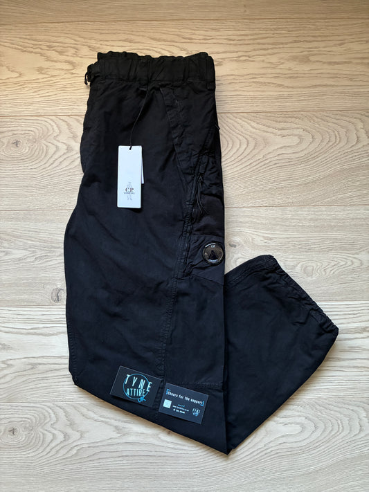 C.P. Company Ba-Tic Lens Pocket Black Utility Drawstring Cuffed Cargo Trousers