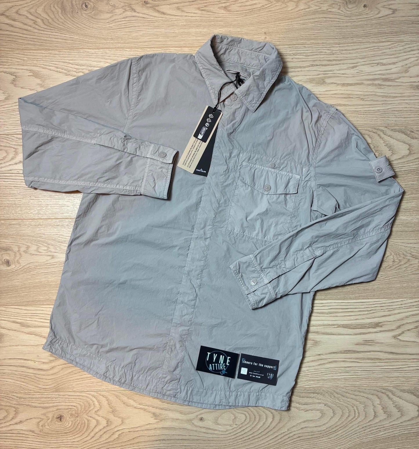 Stone Island 100003 Ghost Piece_Garment Dyed Nylon Smerigliato Grey Overshirt