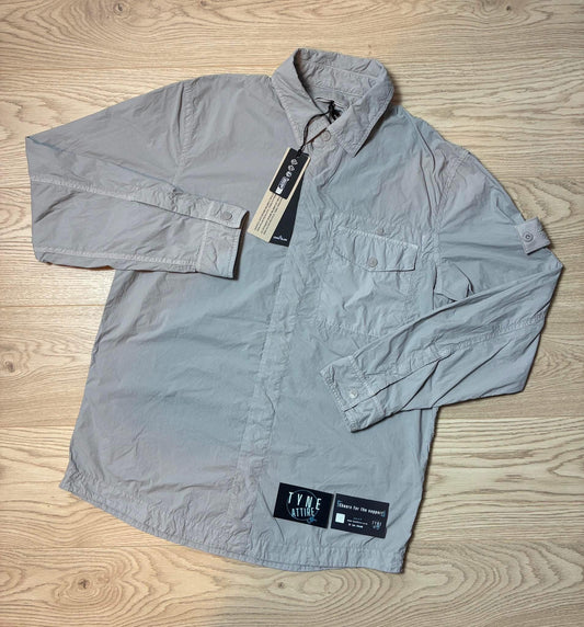 Stone Island 100003 Ghost Piece_Garment Dyed Nylon Smerigliato Grey Overshirt