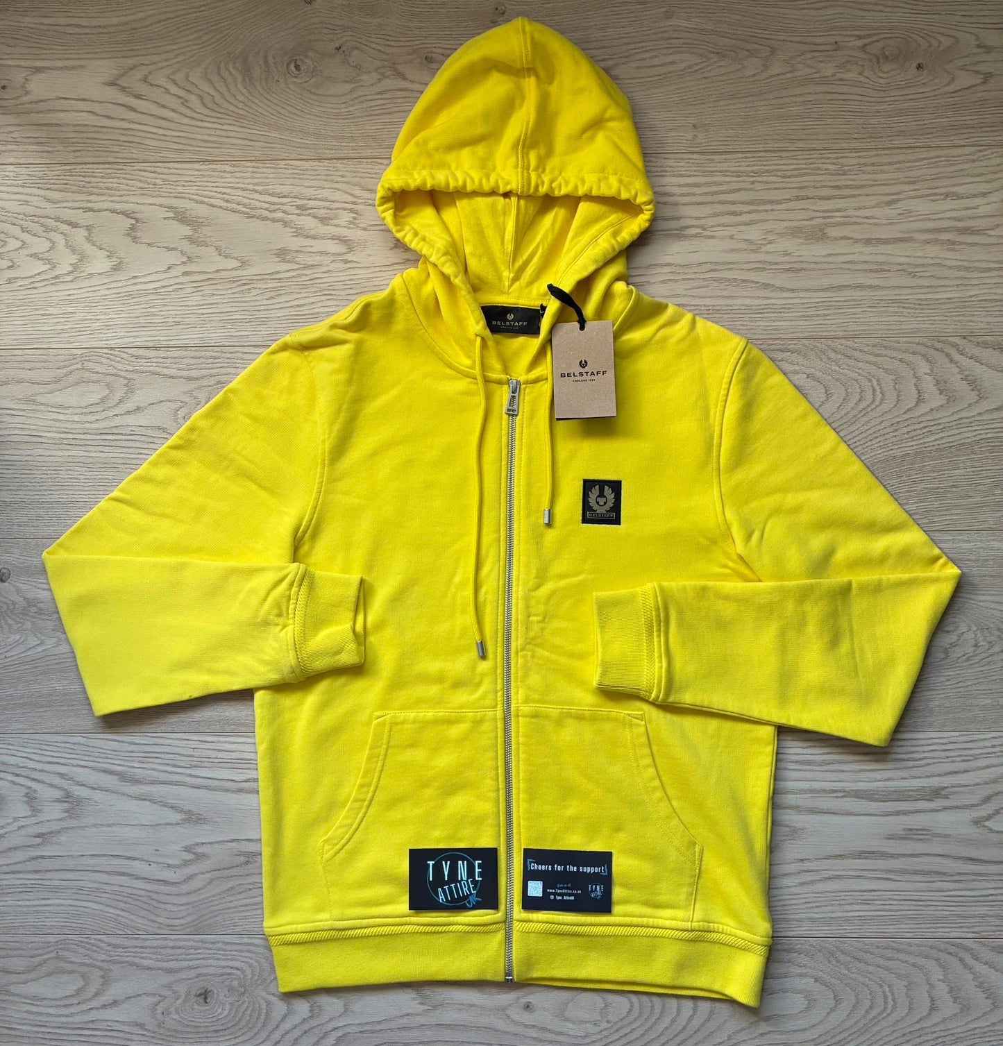 Belstaff Legacy Embroidered Patch Logo Organic Cotton Yellow Zip Hoodie