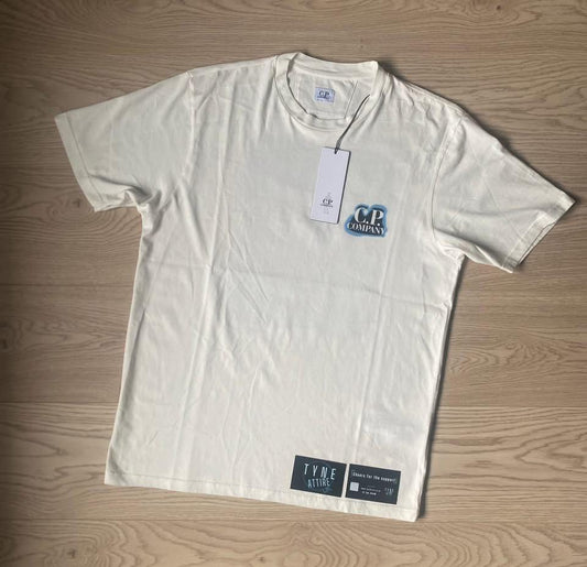 C.P. Company 24/1 Jersey Cotton Artisal British Sailor Graphic Logo White Crewneck T-Shirt
