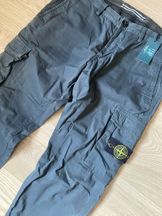 Stone Island 3S2WN Type SL Garment Dyed Treatment Dual Pocket Charcoal Grey Cargo Trousers