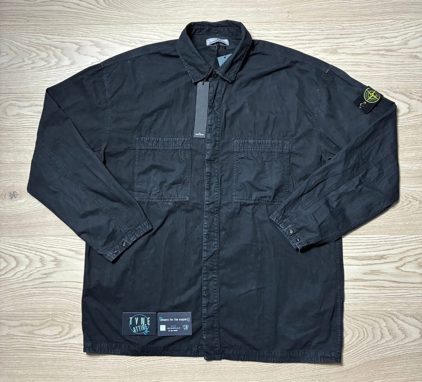 Stone Island 112WN T:CO Old Dual Chest Pocket Black Button Overshirt