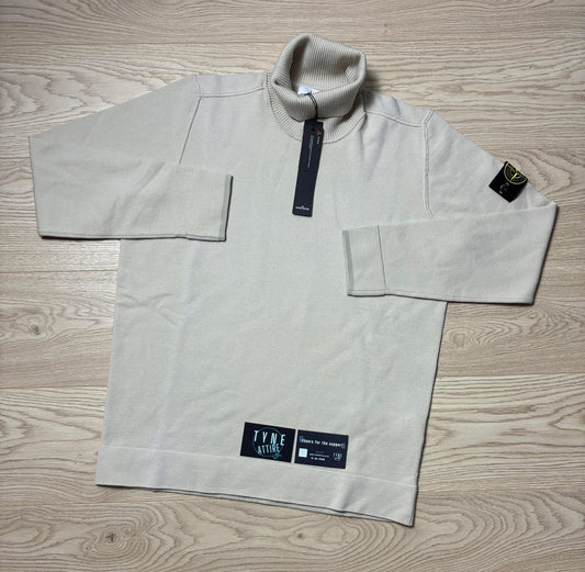 Stone Island 530A1 12 Gauge Knit Wool/Poly Blend Sand Beige Turtleneck/Rollneck Sweater
