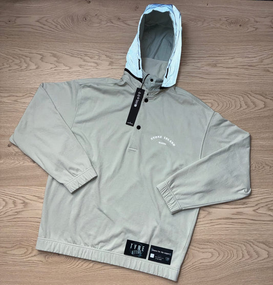 Stone Island Marina 653X2 Plated Dyed Reflective Logo Sky Blue Removable Hoodie Polo Sweater/Hoodie