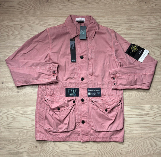 Stone Island 439WN T:CO + Old Tela Smerigliata Multi Pocket Rose Quartz Button Utility Jacket