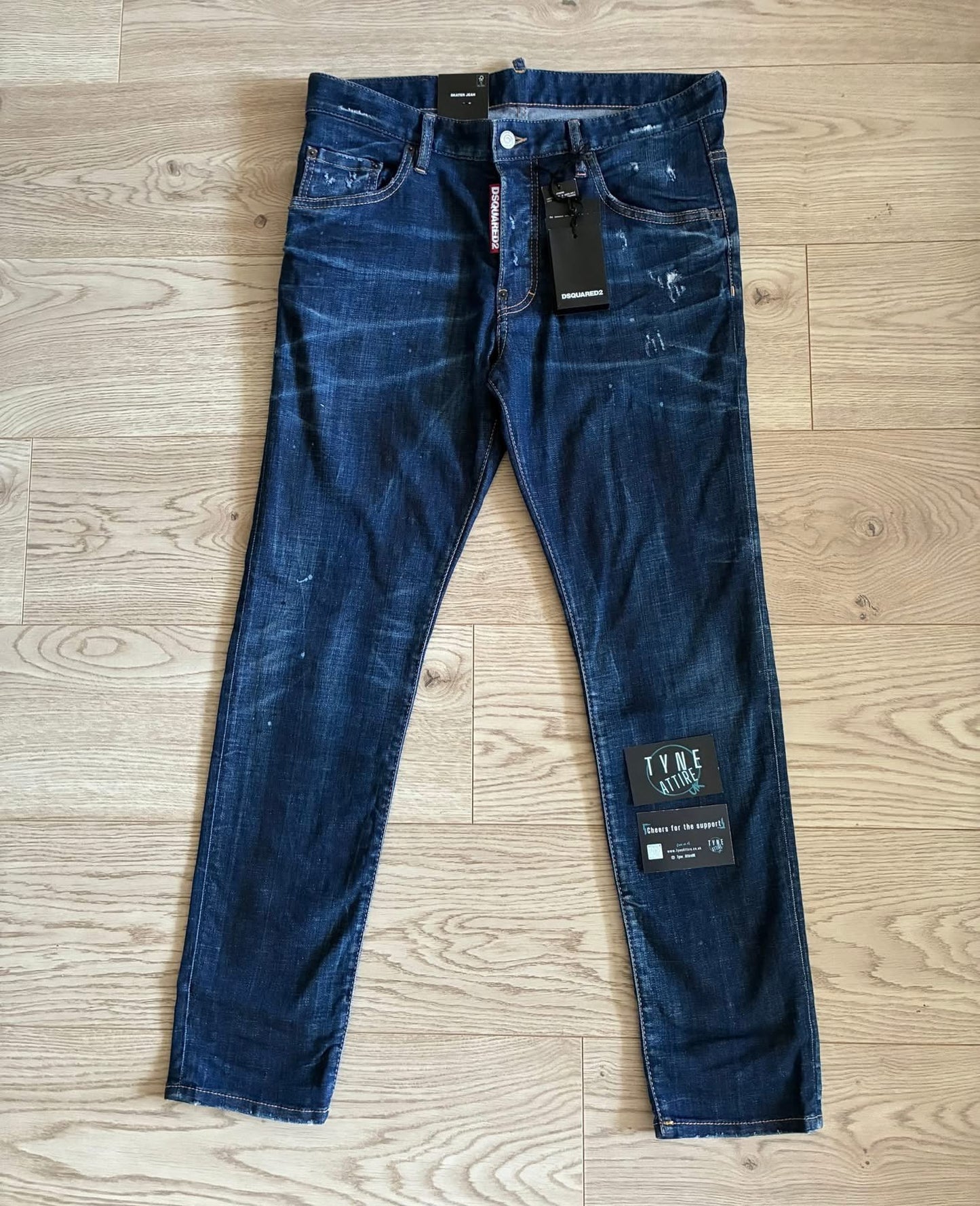 Dsquared DSQ ‘Skater Jean’ Distressed Effect Navy Blue Denim Jeans