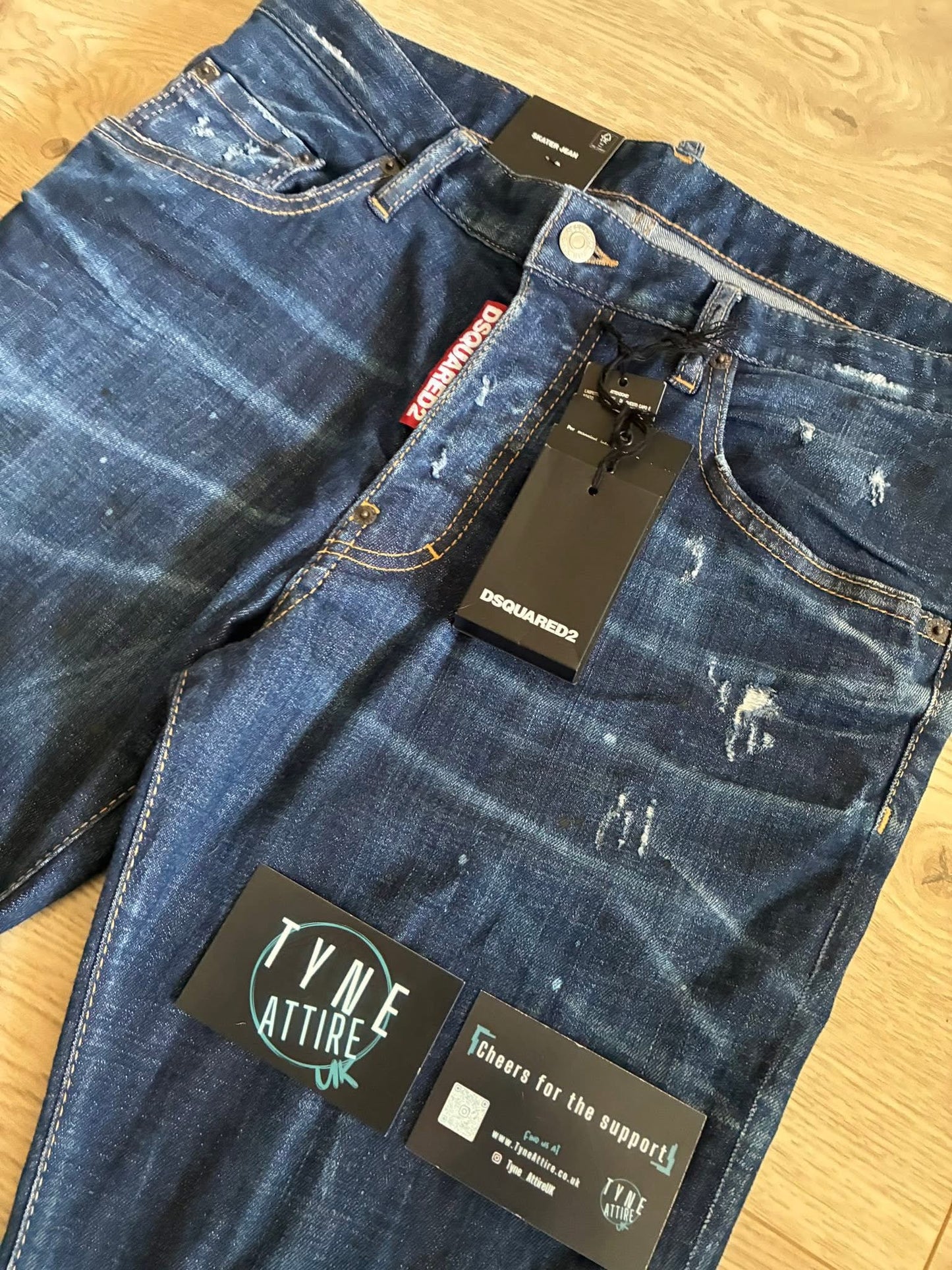 Dsquared DSQ ‘Skater Jean’ Distressed Effect Navy Blue Denim Jeans