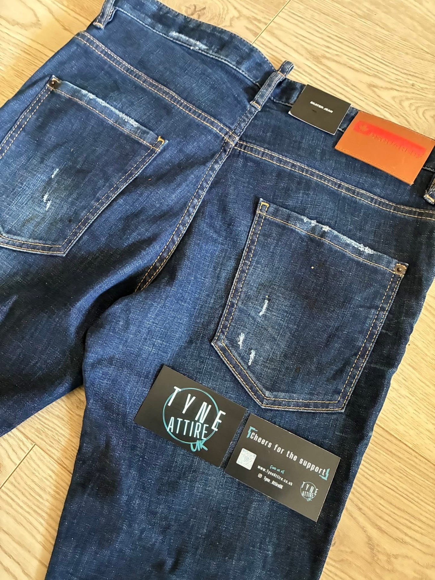 Dsquared DSQ ‘Skater Jean’ Distressed Effect Navy Blue Denim Jeans