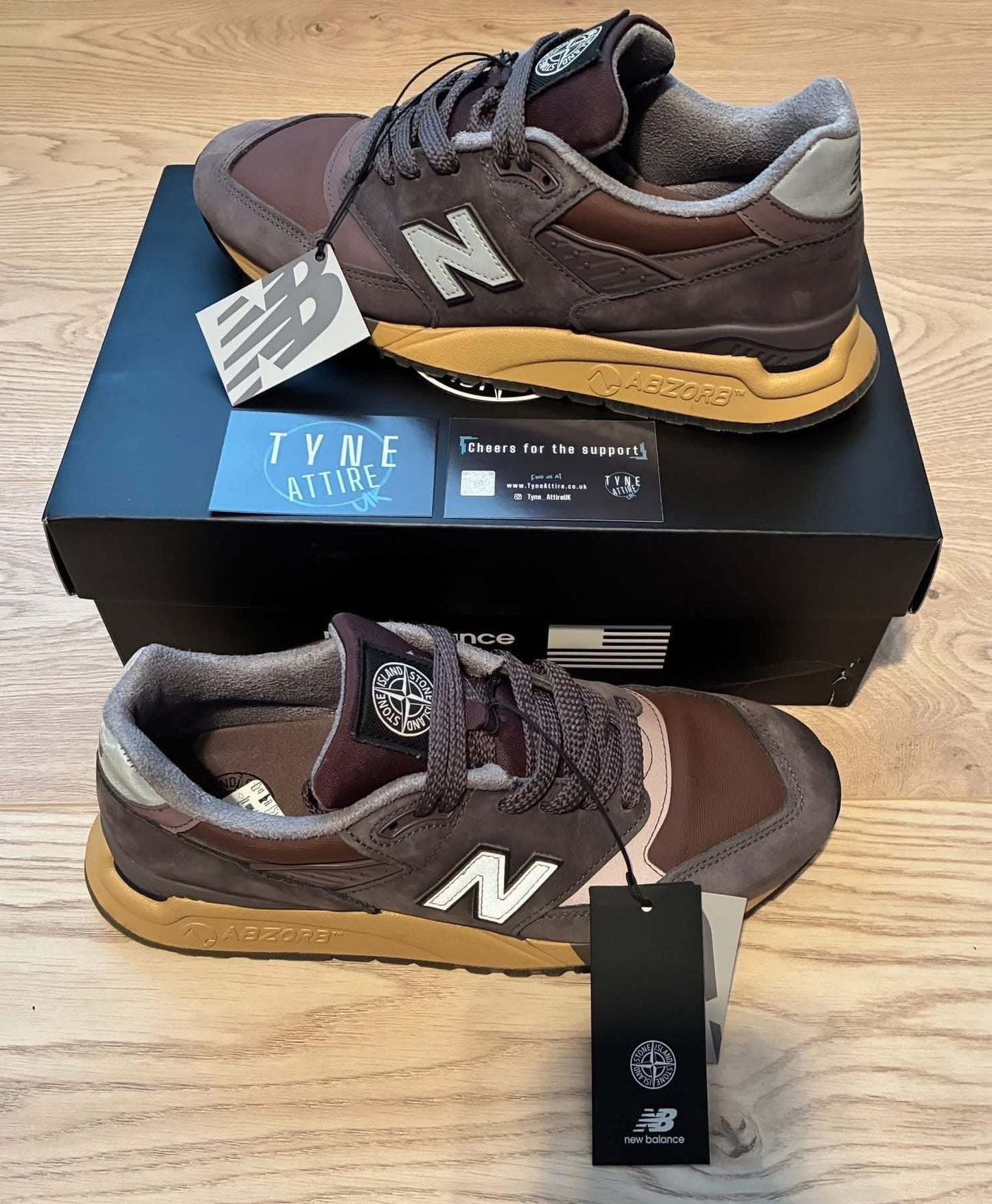 Stone Island x New Balance 998 MiUSA Raso Gommato Burgundy/Grey/Beige Trainers