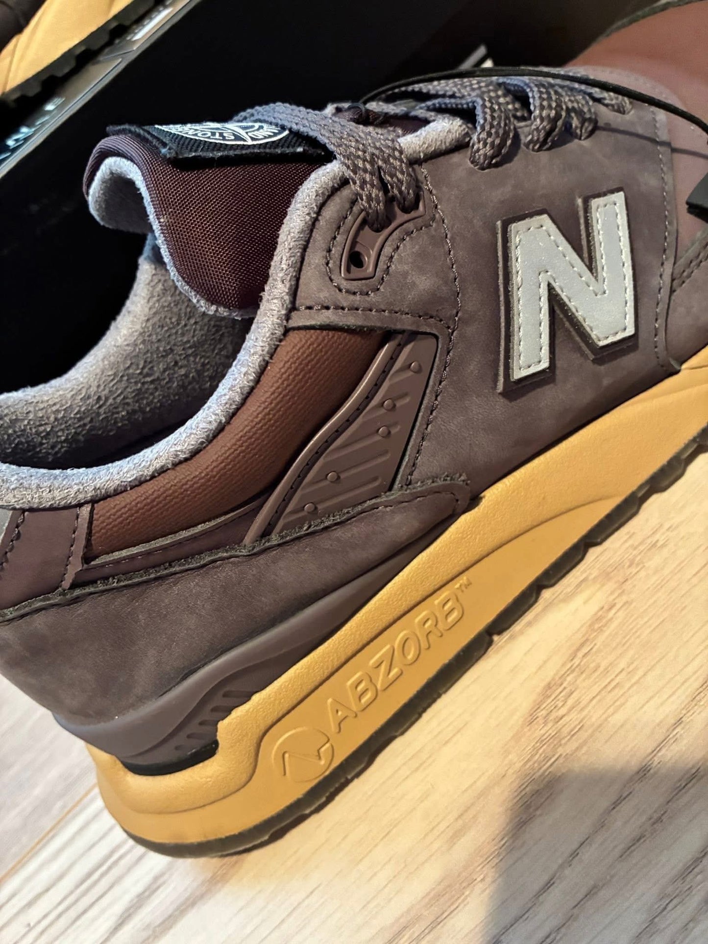 Stone Island x New Balance 998 MiUSA Raso Gommato Burgundy/Grey/Beige Trainers