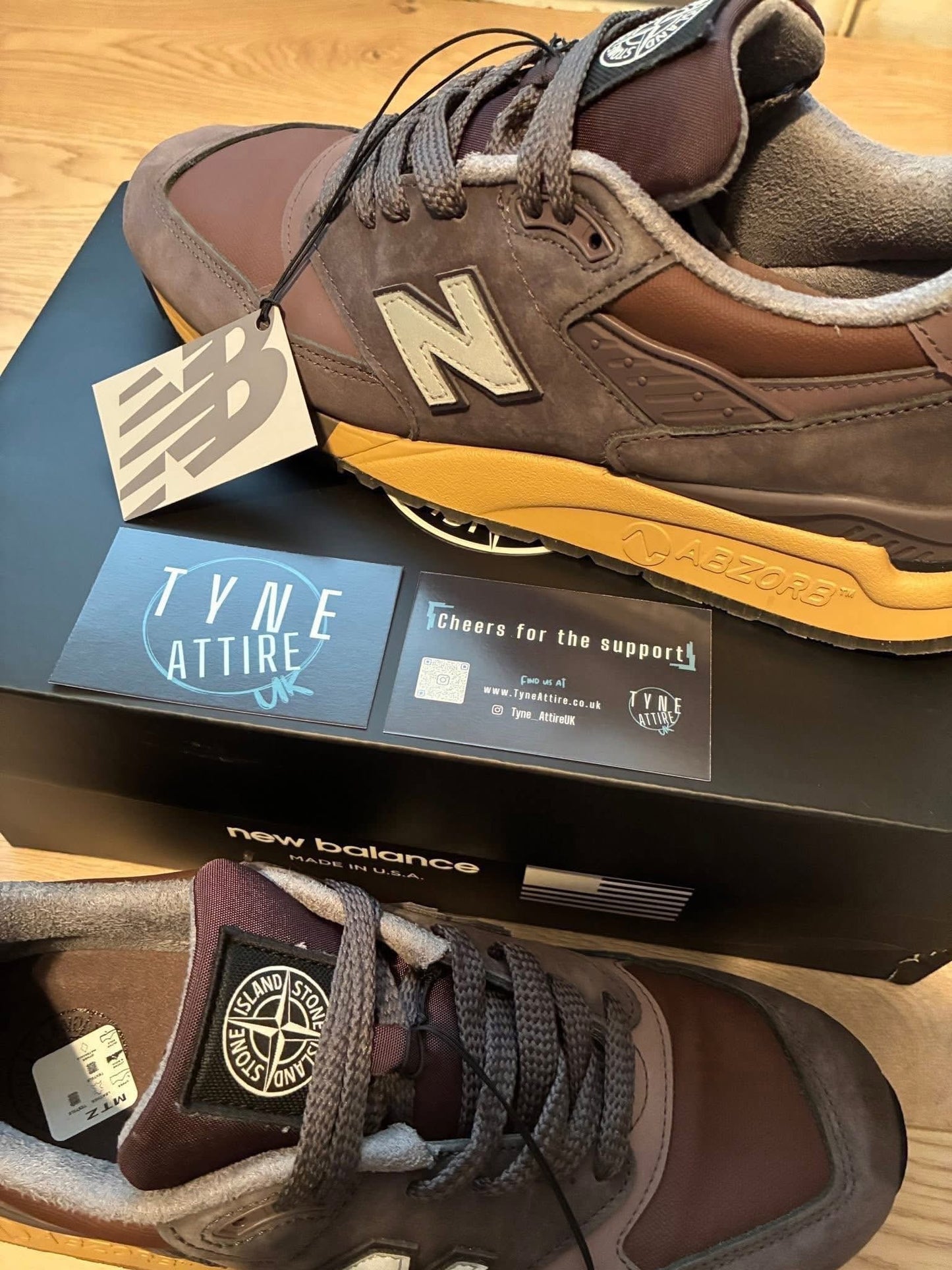 Stone Island x New Balance 998 MiUSA Raso Gommato Burgundy/Grey/Beige Trainers